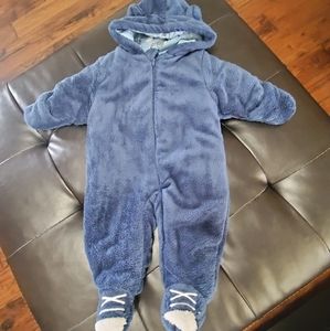 cute Warm bear ear hooded zipper jumpsuit